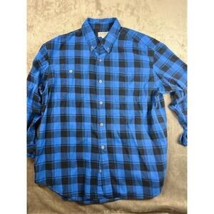 Duluth Trading Co Shirt‎ Cotton Plaid Flannel XL Work Wear Black Blue
